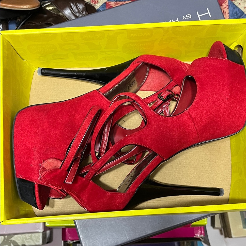 Bakers Vibrant Red Peep-Toe Heels